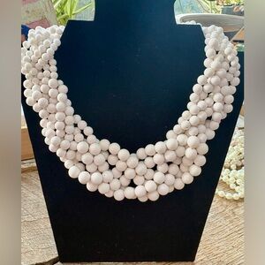 Vintage White Twist Beaded Necklace
